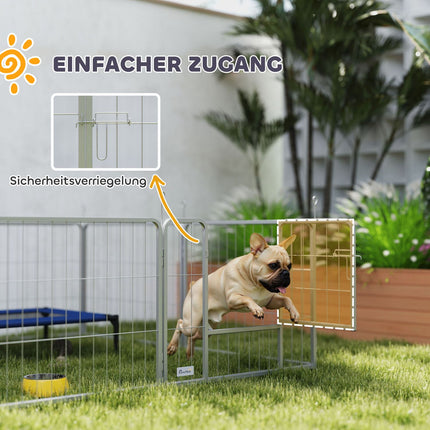Steel dog playpen, 60 cm, 8-part, with door for small pets
