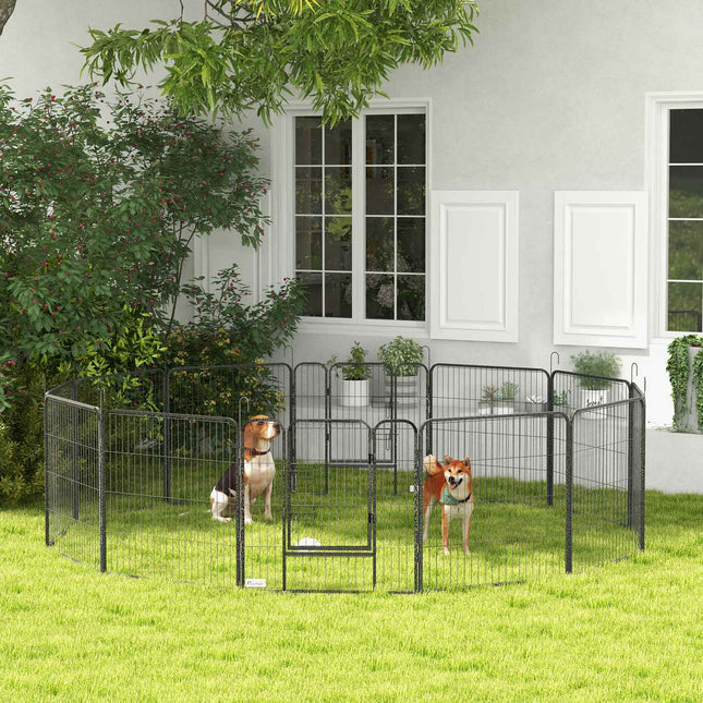 Puppy playpen, 80 cm steel, 12-part, 2 doors, grey