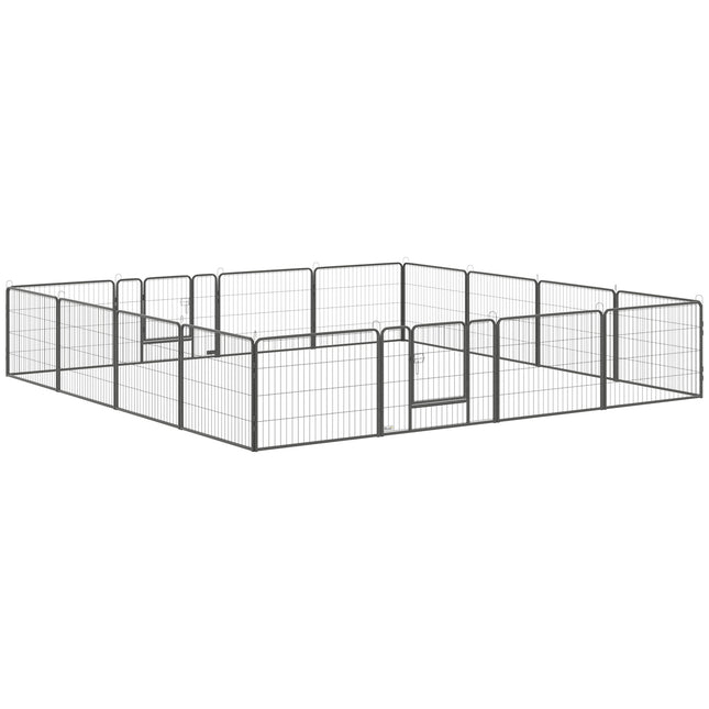 Outdoor puppy cage, steel, 16 segments, 2 doors, 60 cm high