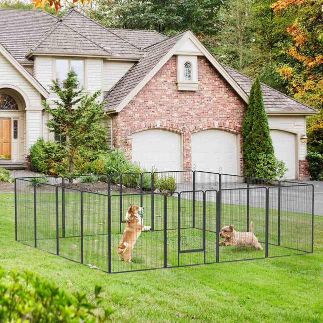 Outdoor Puppy Kennel - Steel enclosure with double doors