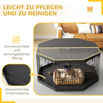 Playpen with doors and net for dogs under 20 kg, 159 cm, black