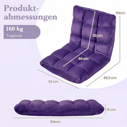 Purple Folding Floor Chair with Adjustable Backrest