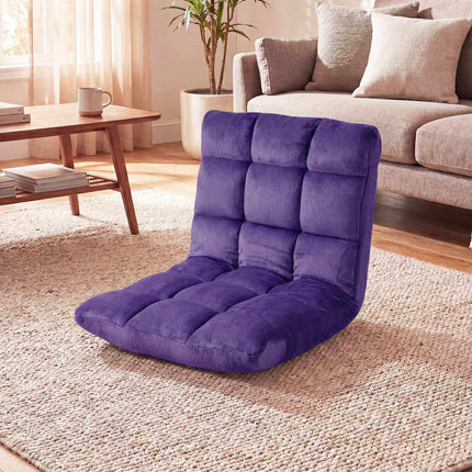 Purple Folding Floor Chair with Adjustable Backrest