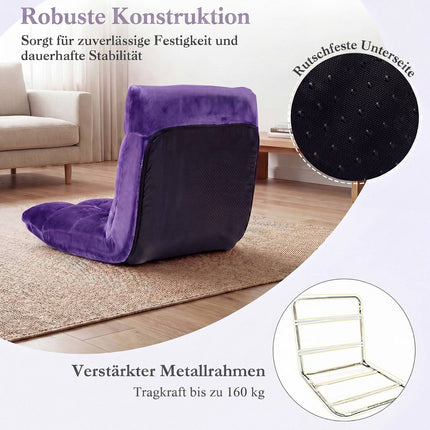 Purple Folding Floor Chair with Adjustable Backrest