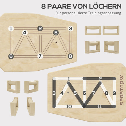 Wooden push-up bars with resistance bands, 11 exercises