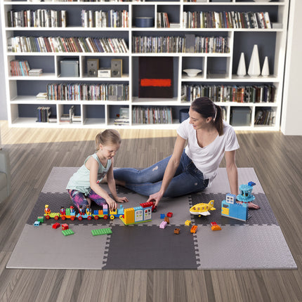 Puzzle Mat for Gym Equipment, Light Gray, 9 Pieces
