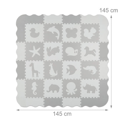 Puzzle mat with animal motifs