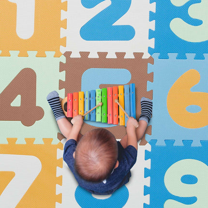 Puzzle mat with numbers and border