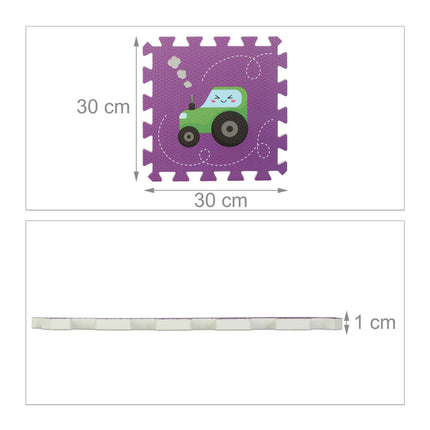 Puzzle mat with vehicles