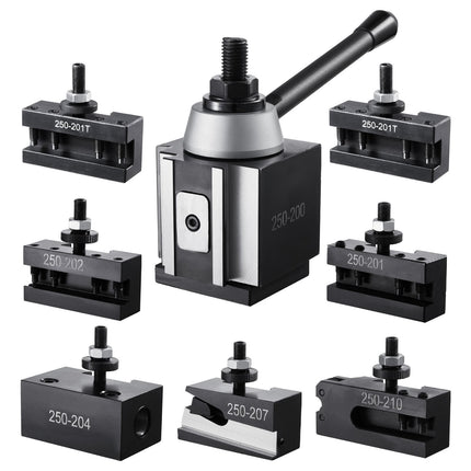 Quick Change Tool Post Set, 8-Piece, Piston, 10–15 in