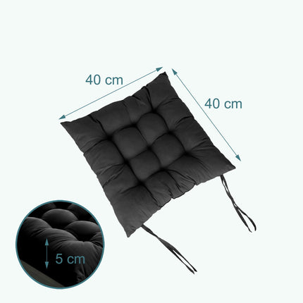 Quilted Chair Cushions with Ties, 4-Pack
