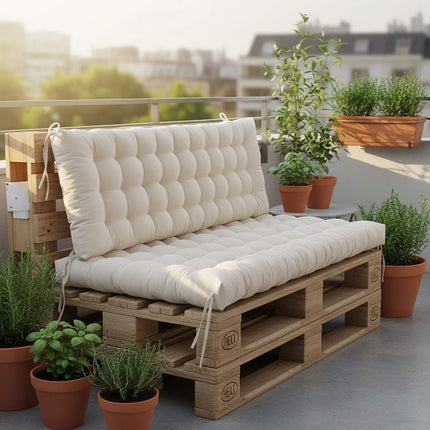 Quilted Garden Bench Cushion with Ties, Thick Padding