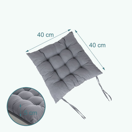 Quilted Square Chair Cushions with Ties, 4-Pack
