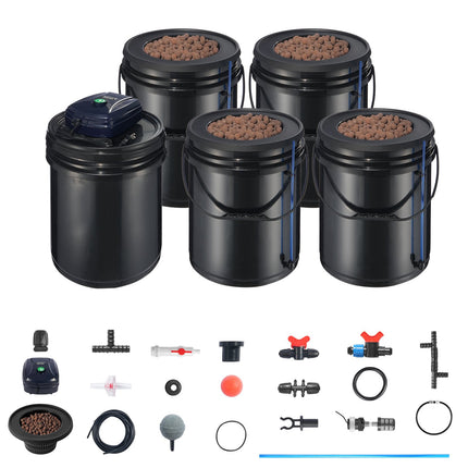 RDWC Hydroponic System, 4 Buckets, 20L, Top Drip