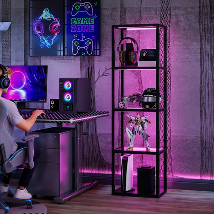 RGB Floor Lamp with Glass Shelves, LED, Remote, Music Sync