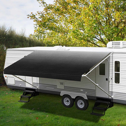 RV Awning Replacement Fabric 18 ft, Charcoal Waterproof Vinyl
