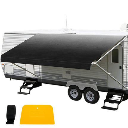 RV Awning Replacement Fabric 18 ft, Charcoal Waterproof Vinyl