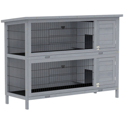 Rabbit Hutch, 2-Story Wood with Asphalt Roof, 136x50x93 cm
