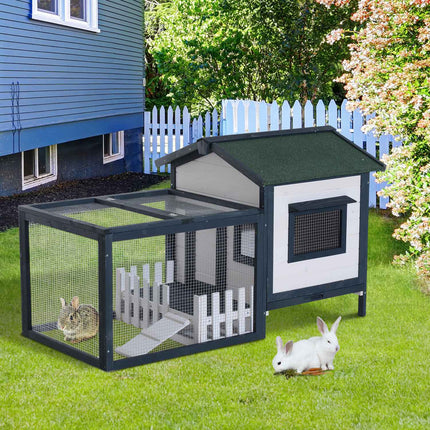 Small animal cage with outdoor enclosure, 151x78x84.5 cm