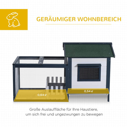 Small animal cage with outdoor enclosure, 151x78x84.5 cm