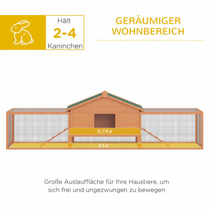 XXL rabbit hutch with outdoor enclosure - 100x68x59 cm