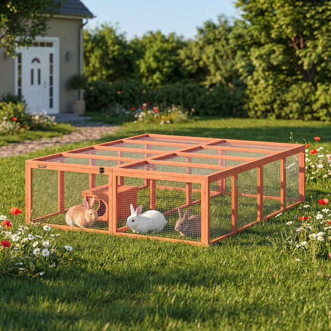 Rabbit Hutch with Large Run, Modular Design, Wood