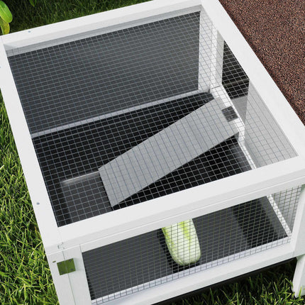 Rabbit Hutch with Run, Ramp, 3 Doors, Pull-Out Tray, 105x57.5x51.5 cm