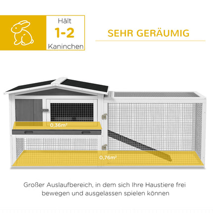 Rabbit hutch with enclosure and viewing window, 2 floors, wood