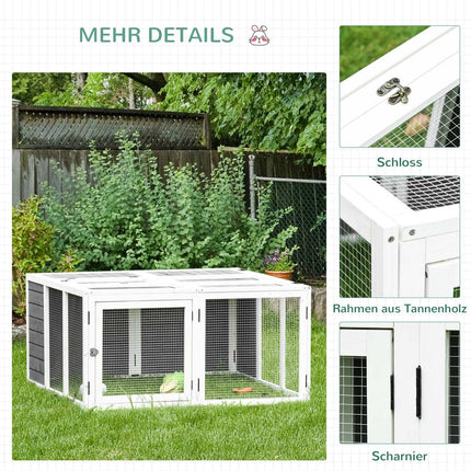 Rabbit hutch with cover, hinged roof, spruce wood