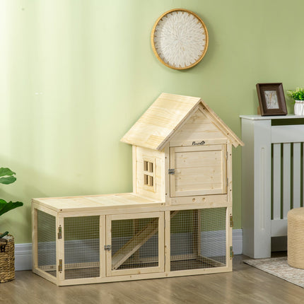 Outdoor wooden rabbit hutch with ramp - 151.5x106x97cm