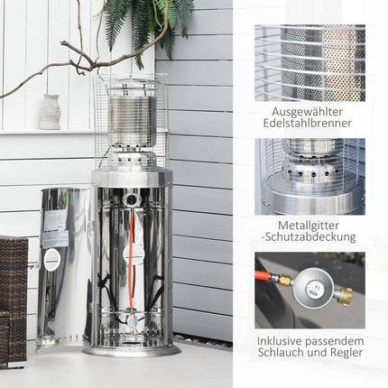 Brilliant 10KW patio heater, stainless steel, portable