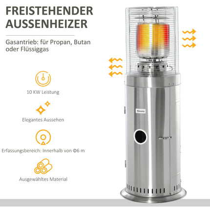 Brilliant 10KW patio heater, stainless steel, portable