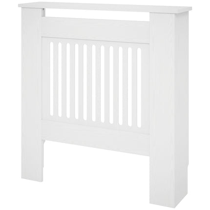 White radiator cover with horizontal slats, 78x19x81cm