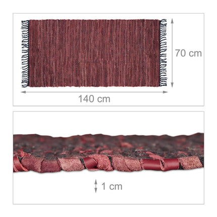 Rag rug leather & cotton striped