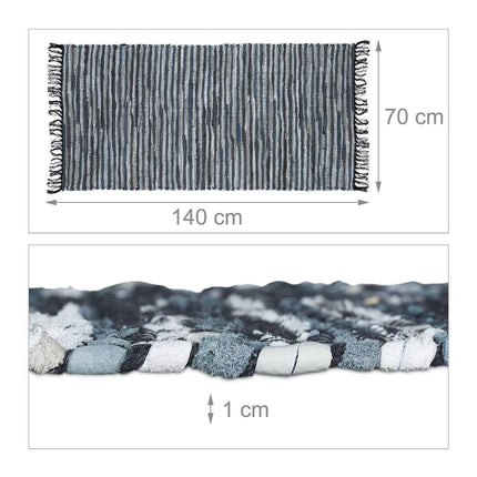 Rag rug leather & cotton striped