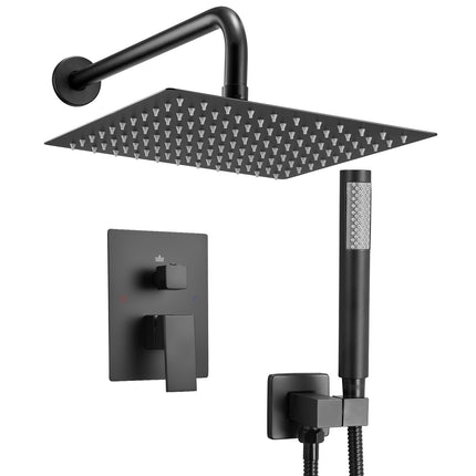Rain Shower System, 10-Inch Square Head, Handheld, Matte Black