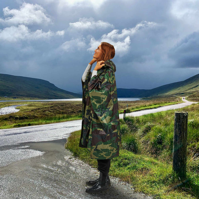 Rain poncho with multiple uses 3 in 1 camouflage