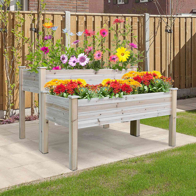 2-tier raised bed pot in wood with drainage, 115x114x76 cm