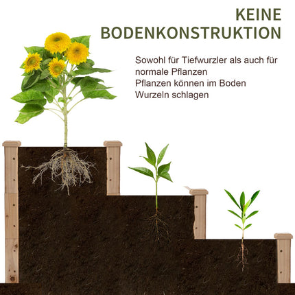 Garden bed in 3 levels fir wood for balcony, 124 cm