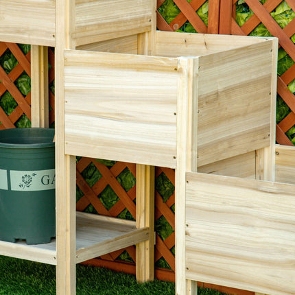 3-tier raised wooden pot for garden and balcony, 125x45x108cm