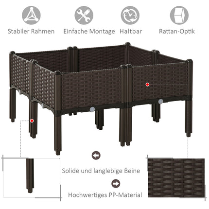 Raised sofa bed, rattan look, drainage, 40x40x44cm