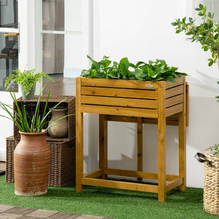 Raised bed pot with table, wood, 64x80x30 cm