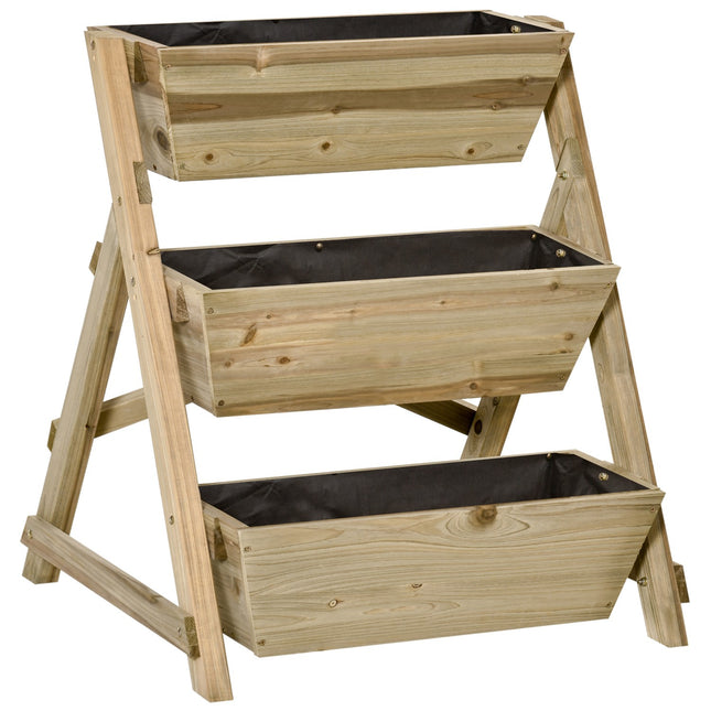 Flower line in wood - 3-story plant stand