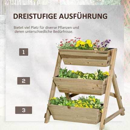 Flower line in wood - 3-story plant stand