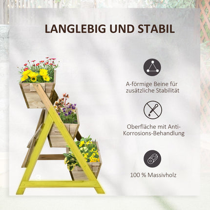 Flower line in wood - 3-story plant stand