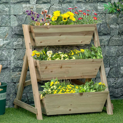 Flower line in wood - 3-story plant stand