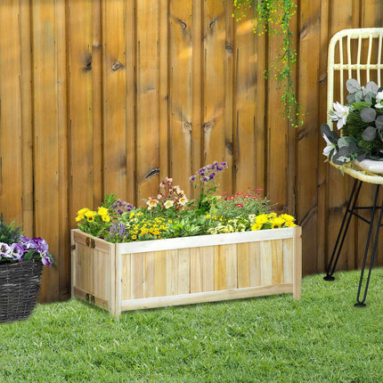Folding spruce wood raised garden bed, 70x30x25Cm