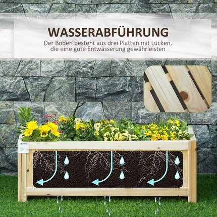 Folding spruce wood raised garden bed, 70x30x25Cm