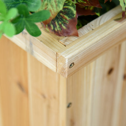 Garden bench with double plantings, natural finish