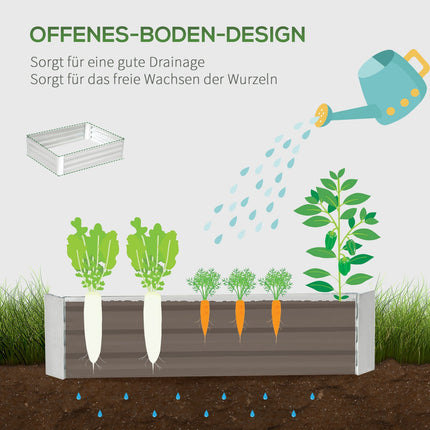Raised garden bed in galvanized steel - 120x90x30 cm Silver